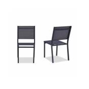 Lot de 2 chaises de jardin en aluminium - Assise textilene