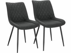 Lot de 2 chaises de salle à manger chaises de cuisine assise en tissu pied en métal anthracite helloshop26 19_0000187