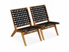 Lot de 2 fauteuils relax en bois d'eucalyptus noir