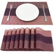Lot de 8 Sets de Table Vinyle Résistant à l'usure à la Chaleur, Tissées pour Napperons de Cuisine, Tissé Rose - Violet - Norcks