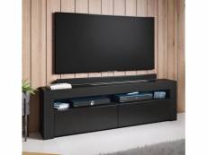 Meuble tv 2 portes led | 140 x 50,5 x 35cm | noir finition brillante | modèle aker TVSD072BLBL