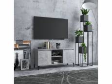 Meuble tv de qualité avec pieds en métal gris béton 103,5x35x50 cm