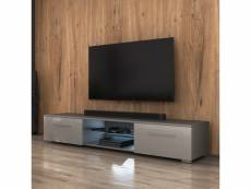 Meuble tv - Syvis - 140 cm - gris mat / gris brillant - led