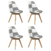Meubletmoi - Lot 4 chaises scandinave en tissu patchwork
