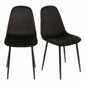 Meubletmoi - Lot de 2 chaises en velours noir et piètement en métal noir - biba