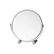 Miroir grossissant pivotant sur pied, miroir de courtoisie cosmétique en métal chromé portable avec grossissement jusqu'à 3x, miroir de maquillage