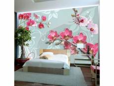 Papier peint intissé fleurs pink orchids - variation