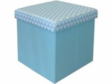 Pouf coffre carré pliable scandinave bleu
