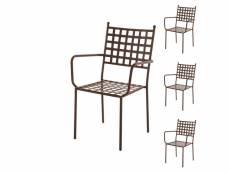 Quatuor de chaises à accoudoirs en fer forgé - timor - l 56 x l 55.5 x h 91 cm - neuf