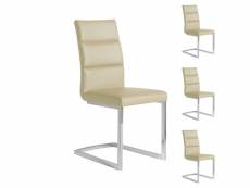 Quatuor de chaises eco-cuir beige - loni - l 45 x l