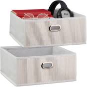 Relaxdays - 2x paniers de rangement en bambou, corbeille de salle de bain carrée, boîte plate, 14 x 31 x 31 cm, pliante, blanc