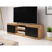 Robin - meuble tv - 120 cm - style industriel - noir / bois - Noir / Bois