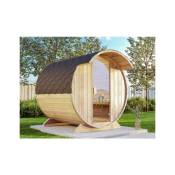 Sauna tonneau Tom FinnTherm Naturel , 40 mm Épaisseur de paroi 220 x 240 cm - Naturel