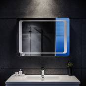 Sirhona - Miroir Led Anti-buée Interrupteur Infrarouge Miroir Salle de Bains Mural Lumière Illumination 90x60 cm