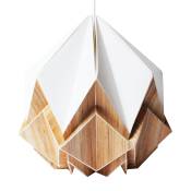 Suspension origami en ecowood et papier blanc taille