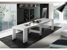 Table à manger moderne, made in italy, console extensible jusqu'à 12 places, avec support d'extension, 51x90h77 cm (jusqu'à 300 cm) couleur blanc bril
