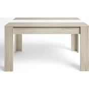 Table à manger rectangulaire extensible effet bois et blanc 6/8 personnes 160/220 cm - Arizona - Blanc