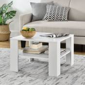 Table de salon avec étagère Beareegctor 60x60x40cm style blanc moderne