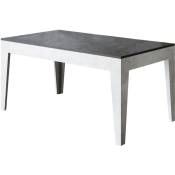 Table extensible 90x160/220 cm Cico Mix Spatolato Plateau Anthracite - Piètement Spatolato Blanc