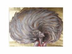 Tableau peinture femme cheveux au vent 120 x 90 cm