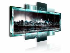 Tableau villes new york turquoise: la nuit étoilée