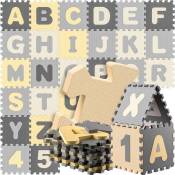 Tapis de jeu puzzle apprentissage lettres et chiffres enfants tapis de jeu mousse 86 pièces bébé aire de jeux Gris - Spielwerk