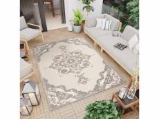 Tapiso patio tapis extérieur intérieur beige gris ornement 3d 80x150 EC83B CREAM 0,80-1,50 PATIO CTL