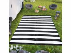 Tapiso tapis extérieur camping ibiza blanc noir rayures réversible 200x300 cm T7119 BLACK 2,00*3,00 IBIZA