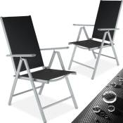 Tectake - Lot de 2 chaises de jardin pliantes Pliable Résistant aux intempéries et aux uv - argent