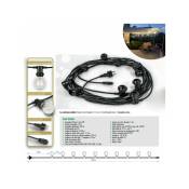 Trade Shop Traesio - Câble De 10 Mètres Avec 10 Douilles E27 Fiche Schuko Pour Cordon De Gazebo Extérieur