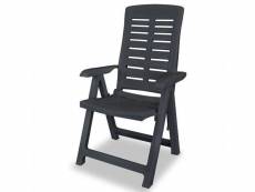 Vidaxl 2 pcs chaises inclinables de jardin plastique anthracite 43897