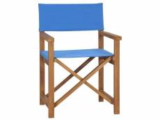 Vidaxl chaise de metteur en scène bois de teck solide bleu 47412