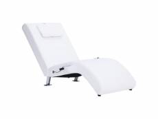 Vidaxl chaise longue de massage avec oreiller blanc similicuir 281285