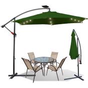Vingo - 300cm Parasol- parasol jardin, parasol deporté, parasol de balcon avec éclairage LED,vert - vert