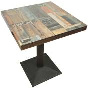 Wyctin - Hofuton Table Carrée Style Industriel Métal et Bois Style 3