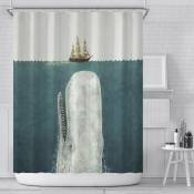 1pc blanc baleine tissu rideau de douche pour salle