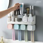 4/6/8 porte-brosse à dents + distributeur automatique de dentifrice automatique support mural support de téléphone fournitures de salle de bain