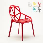 Ahd Amazing Home Design Chaise design géométrique style moderne en métal et plastique Hexagonal, Couleur: Rouge