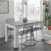 Altri - Table de salle à manger extensible, couleur béton et blanc artik, Dimensions 140 x 78 x 90 cm