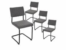 Berny - lot de 4 chaises tissu surpiqué gris chiné