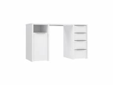 Bilbao bureau 1 porte 4 tiroirs - decor papier blanc - l 125 x p 50 x h 75 cm CLPB251120
