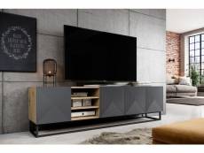 Bobochic meuble tv avec niches 200 cm alice pieds en métal gris foncé