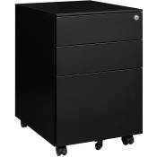 Caisson / meuble de bureau verrouillable 39 x 60 cm - 3 tiroirs - Noir - Noir