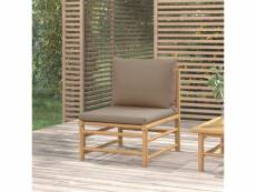 Canapé central de jardin canapé relax - banc de jardin avec coussins taupe bambou meuble pro frco39157