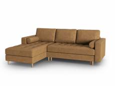 Canapé d'angle 5 places en imitation cuir marron clair