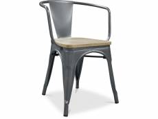 Chaise avec accoudoir stylix - métal et bois clair gris foncé