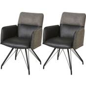 Chaise avec accoudoirs simili cuir et pieds métal noir Collin - Lot de 2