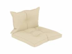 Coussins de sol canapé de palette en tissu crème dossier et assise dec021602