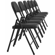Décoshop26 - Lot de 6 chaises de bureau chaise de conférence visiteur en synthétique et métal noir pliable