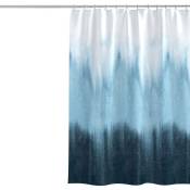 Ensemble de rideau de douche avec tapis et crochets pour salle de bain texturé imperméable tissu dégradé rideau de douche de bain 72 x 72 pouces bleu